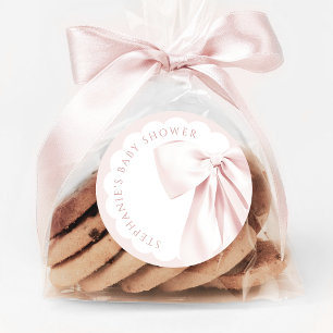 Pretty Cute Pink Bow Baby Shower Stickers