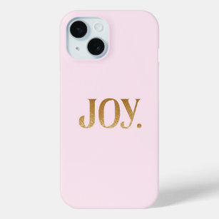 Pretty Cute Pink With Faux Gold Glitter Joy iPhone 15 Case