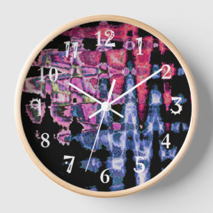 Pretty Cute Purple Ash Grey and Black Watercolors  Clock