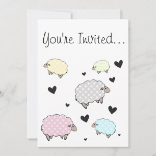 Pretty Cute Sheep Invitation Card