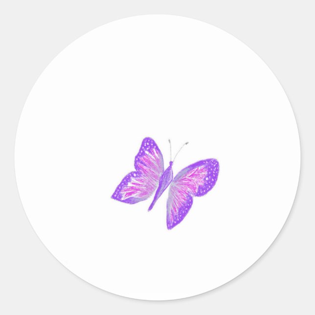 Pretty Cute Sticker With Butterfly Illustration (Front)