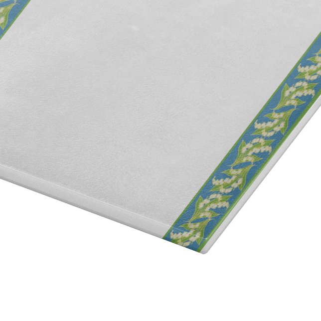 Pretty Cutting Board: Lilies of the Valley, Blue Cutting Board (Corner)
