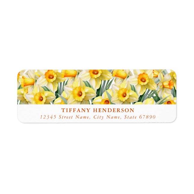 Pretty Daffodil Flowers Return Address Labels (Front)