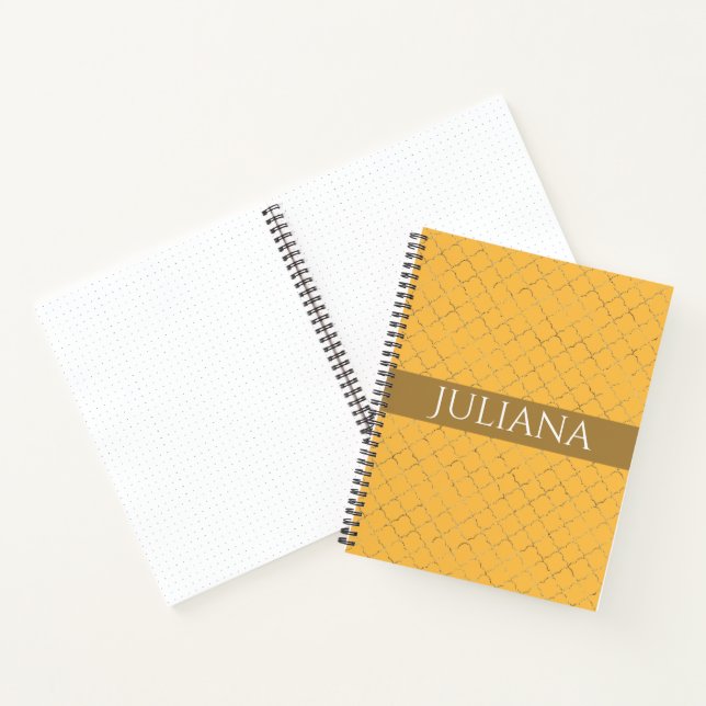 Pretty Daffodil  Gold Quatrefoil Personalised  Notebook (Inside)