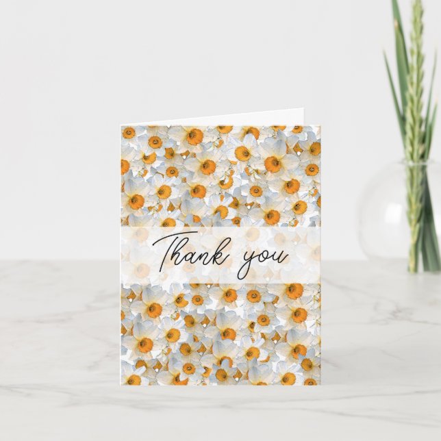 Pretty Daffodil Thank You Note Card (Front)