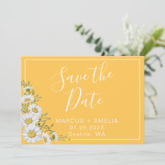 Pretty Daffodil Yellow & White Daisies  Save The Date