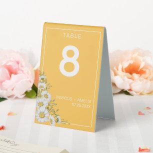 Pretty Daffodil Yellow White Daisies Table Number