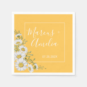 Pretty Daffodil Yellow & White Daisies Wedding Napkin