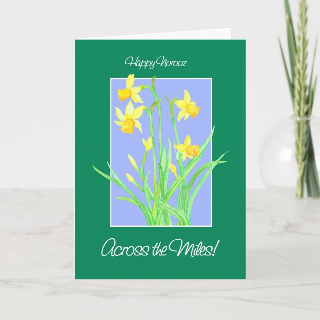 Pretty Daffodils 'Across the Miles' Norooz Holiday Card (Front)