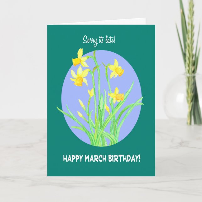 Pretty Daffodils Belated March Birthday Card (Front)