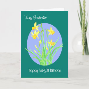 Pretty Daffodils March Birthday for Godmother Card