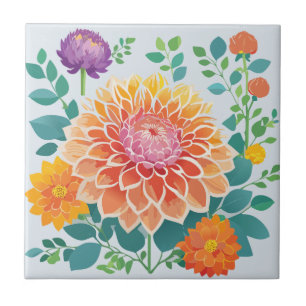 Pretty Dahlia Ceramic Tile