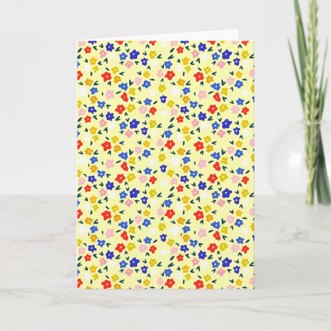 Pretty Dainty Cute Floral on Pastel Yellow Card (Front)