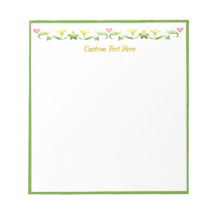 Pretty Dainty Flower Heart Border Personalised Notepad