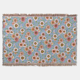 Pretty Daisies Floral Botanical Print Throw Blanket