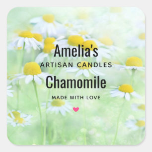 Pretty Daisies in a Field - Candle Business Square Sticker