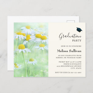 Pretty Daisies in a Field Graduation Invitation Postcard