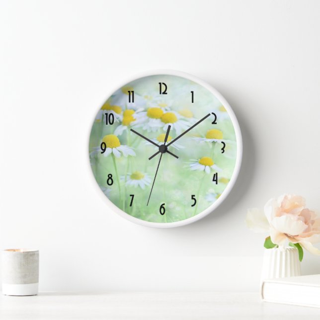 Pretty Daisies in a Field Photograph Clock (Home)