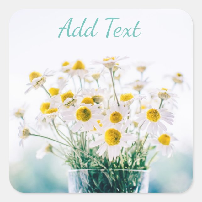 Pretty Daisies in Vase Personalised Stickers (Front)