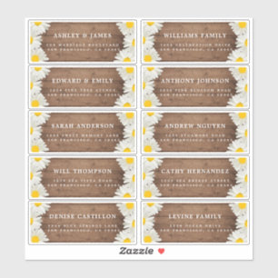 Pretty Daisies Rustic Wood Guest Address Labels