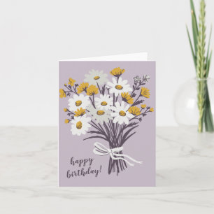 Pretty Daisy Bouquet CUSTOM Drawing Happy Birthday Card