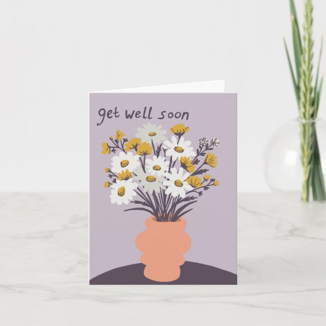 Pretty Daisy Bouquet CUSTOM Get Well Soon  Card (Front)