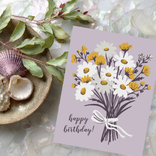 Pretty Daisy Bouquet CUSTOM Happy Birthday Postcard