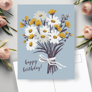 Pretty Daisy Bouquet CUSTOM Happy Birthday Postcard