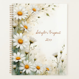 Pretty Daisy Floral Botanical Watercolor Style Planner