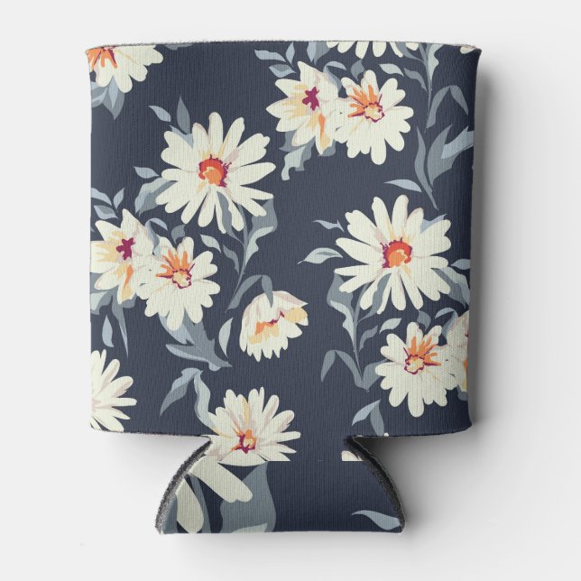 Pretty Daisy Floral: Seamless Print Can Cooler (Front)