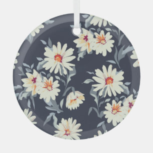 Pretty Daisy Floral: Seamless Print Glass Tree Decoration
