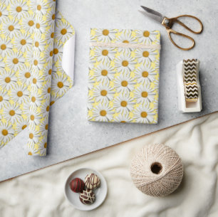 Pretty Daisy Flower Blossom Floral Fashion Yellow Wrapping Paper