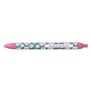 Pretty Daisy Flowers Custom Black Ink Pen