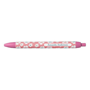 Pretty Daisy Flowers Custom Black Ink Pen