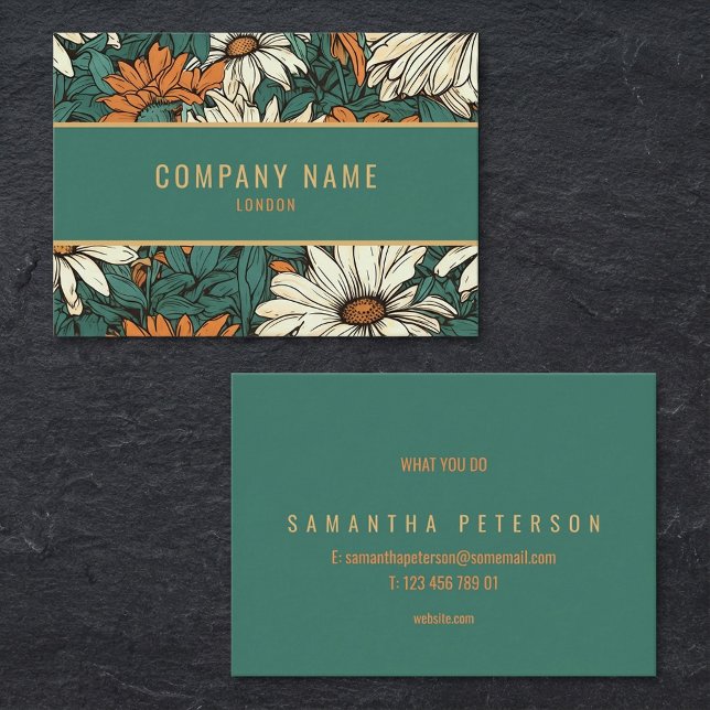 Pretty daisy, gold border business card (Pretty daisy, gold border business card.)