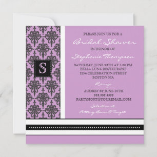 Pretty Damask Monogram Bridal Shower Invitation