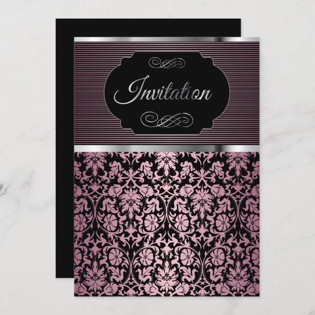 Pretty Damask Party Celebration | Invitation (Front/Back)