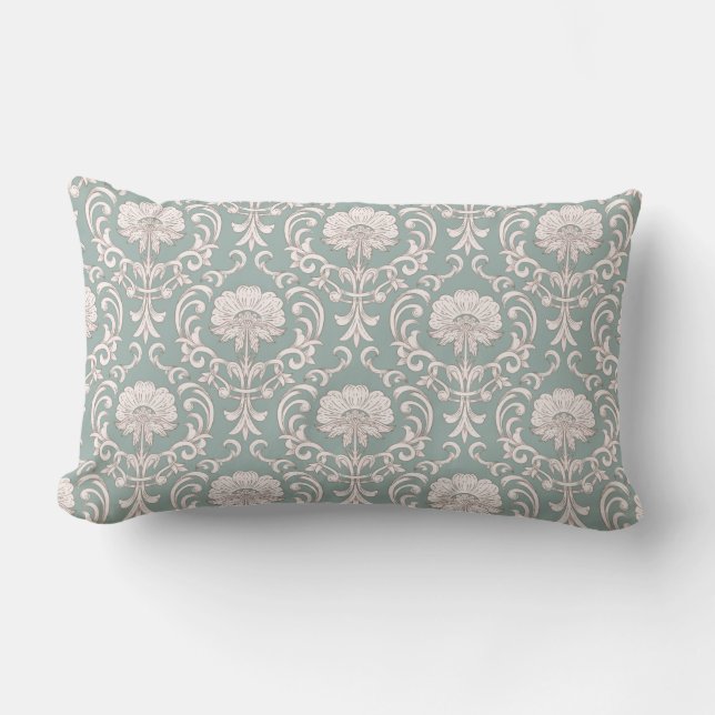 Pretty Damask Pattern Lumbar Cushion (Front)