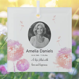 Pretty dandelion Clock In Loving Memory Glass Tree Decoration