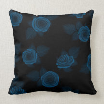 Pretty Dark Blue Teal Roses Over Black