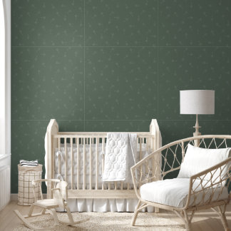 Pretty Dark Green Ditsy Daisy Simple Floral Wallpaper