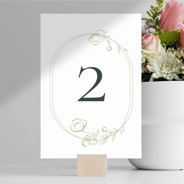 Pretty Dark Green Floral Wedding Table Number (Creator Uploaded)
