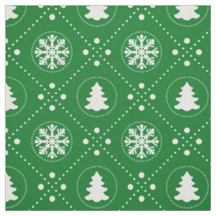 Pretty Dark Green White Christmas Pattern Fabric
