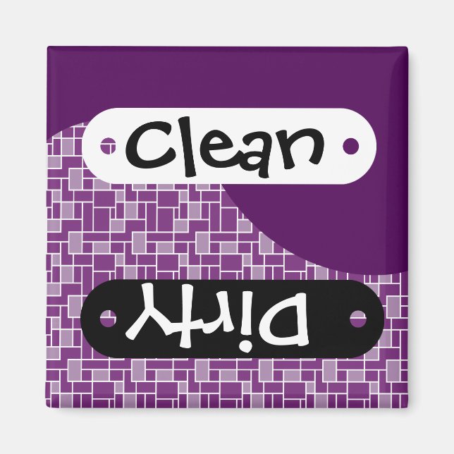 Pretty Dark Purple Clean Dirty Dishwasher Magnet (Front)
