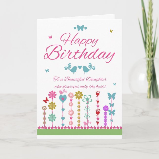 Pretty Daughter Birthday Card With Butterflies (Front)