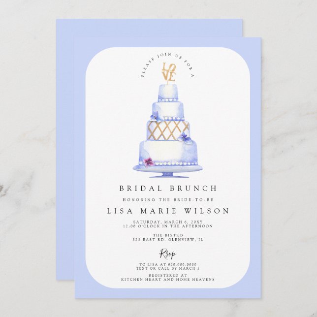 Pretty Decorated Cake Bridal Brunch Bridal Shower  Invitation (Front/Back)