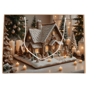 Pretty decorated gingerbread house  large gift bag