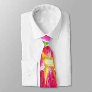Pretty Deep Pink Stargazer Lily on Lime Green Tie