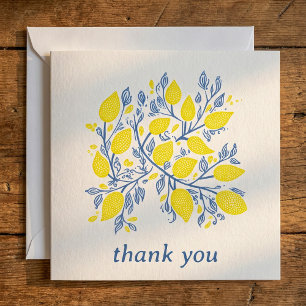 Pretty delicate blue and yellow lemon vines thank you card