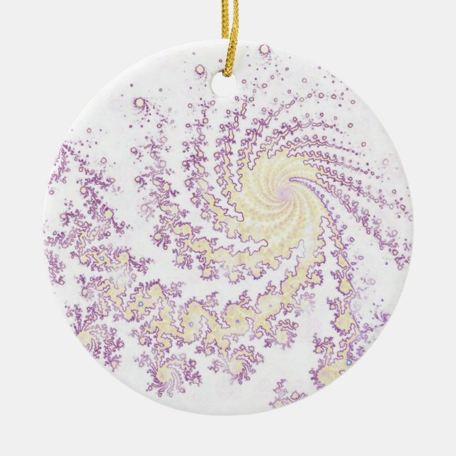 Pretty Delicate Swirling Pattern Ceramic Ornament (Front)